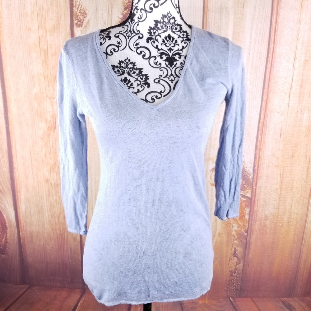 🍾NM LUXURY ESSENTIALS BLUE LINEN LIGHT TOP